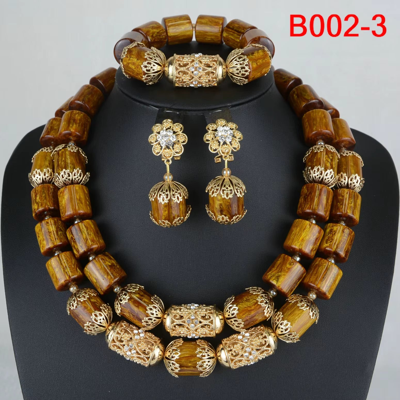 Exquisite African Coral Beads Wedding Jewelry Set for Nigerian Brides - Necklace, Bracelet, and Earrings Collection