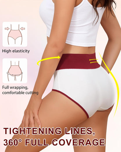 Underwear Women Cotton High Waisted Knickers Briefs Ladies Slips Hipster Soft Breathable Comfortable Panties Underpants Multipack 5 Pack(S-Xxl)