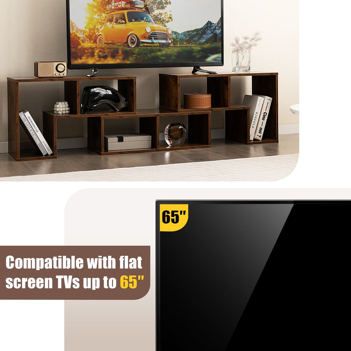 Stylish and Versatile Convertible TV Stand Set - Accommodates Screens up to 65 Inches