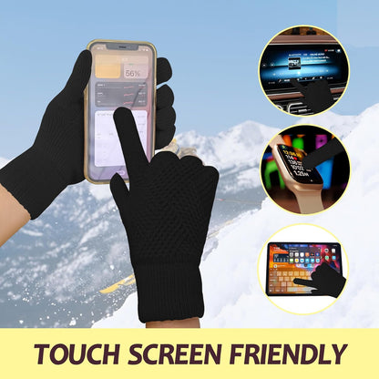 Winter Gloves for Women Ladies Warm Thermal Touch Screen Knit Soft Fleece Line Snow Thick Gloves Gifts