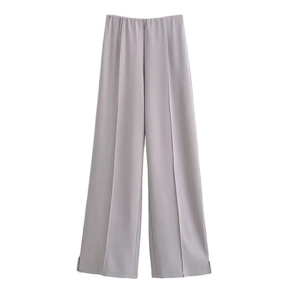 Women'S Two Pieces Set Pant Sets Crop Long Sleeve Sets Elegant Women'S Suits High Waist Wide Leg Trousers Outfit Streetwear