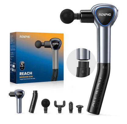 RENPHO Reach Mini Massage Gun with Extension Handle & 4 Heads