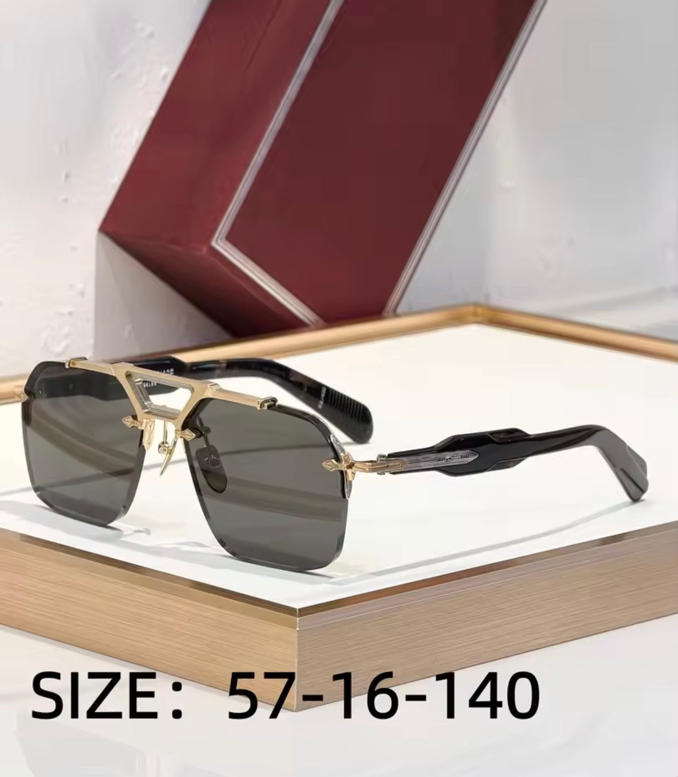 Square Sunglasses Double Titanium Frame Refined Business Style High Quality UV400 Unisex Gift