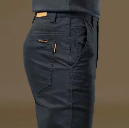 Summer Thin Cotton Men's Casual Pants Trendy Versatile Elastic Light Business Trousers Work Formal Slim Straight Pants