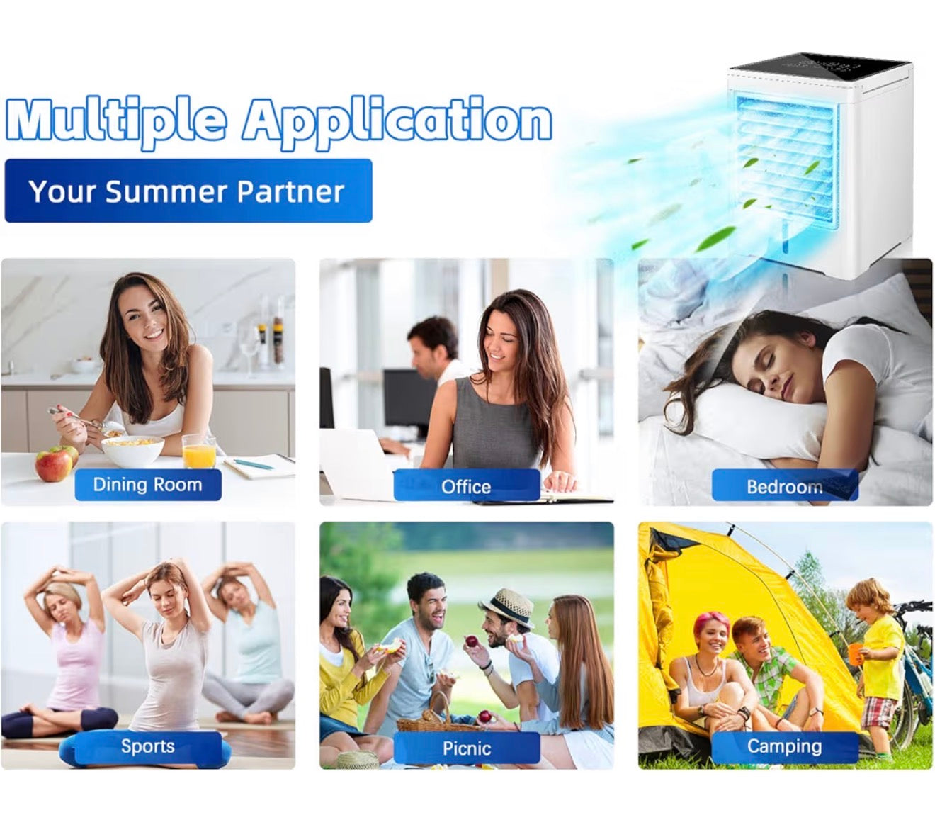Portable Air Cooler 470ml Mini Air Conditioner USB Rechargeable