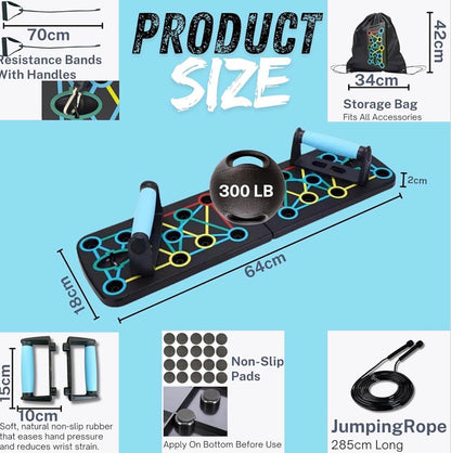 Push Up Board with Jump Rope Portable Home Gym Set