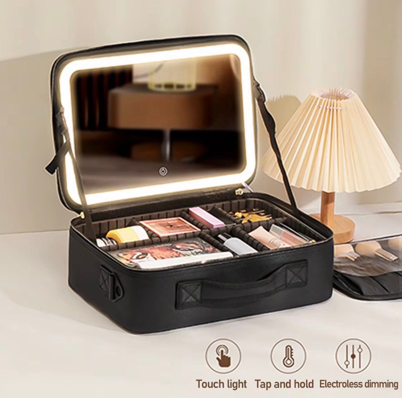 GORISGARMO Travel Makeup Bag with LED Mirror