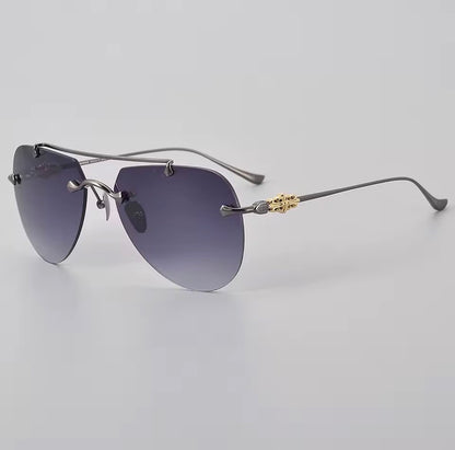 Luxury Men's Women's Fashion Pilot Optical Prescription Frameless Design Brand Glasses Outdoor Driving Vacation Sunglasses