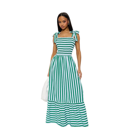 Gracie Striped Maxi Dress Green Combo