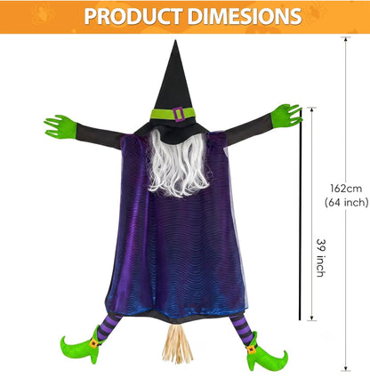 64-Inch Purple Crashing Witch Halloween Decoration | Minja Superstore