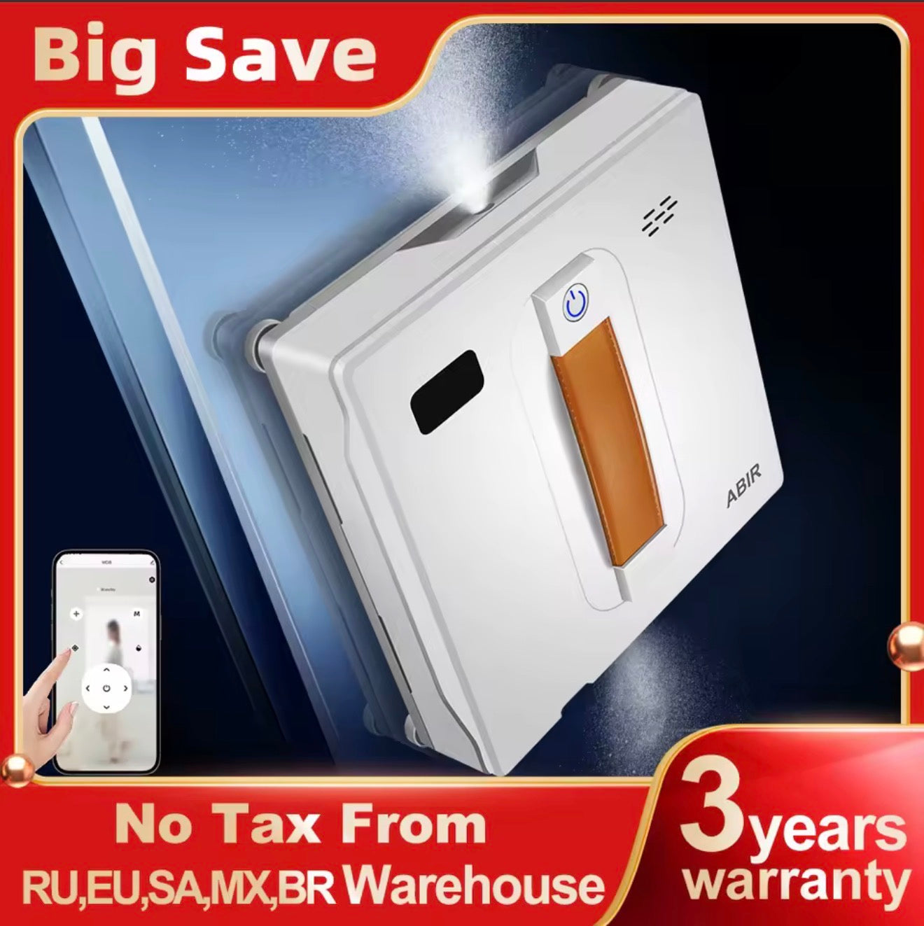 ABIR WD8 Robot Window Vacuum Cleaner with Dual Water Spray