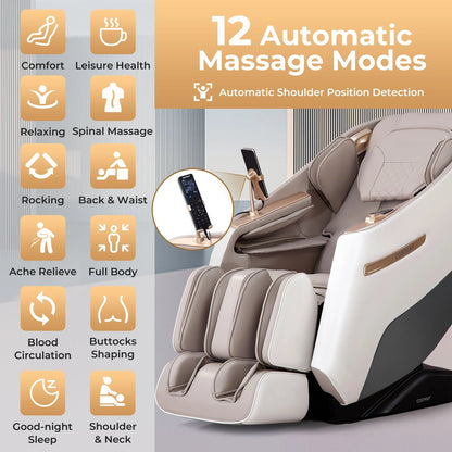 Zero Gravity SL Track Shiatsu Massage Recliner with Advanced Lumbar Heating Therapy for Ultimate Relaxation