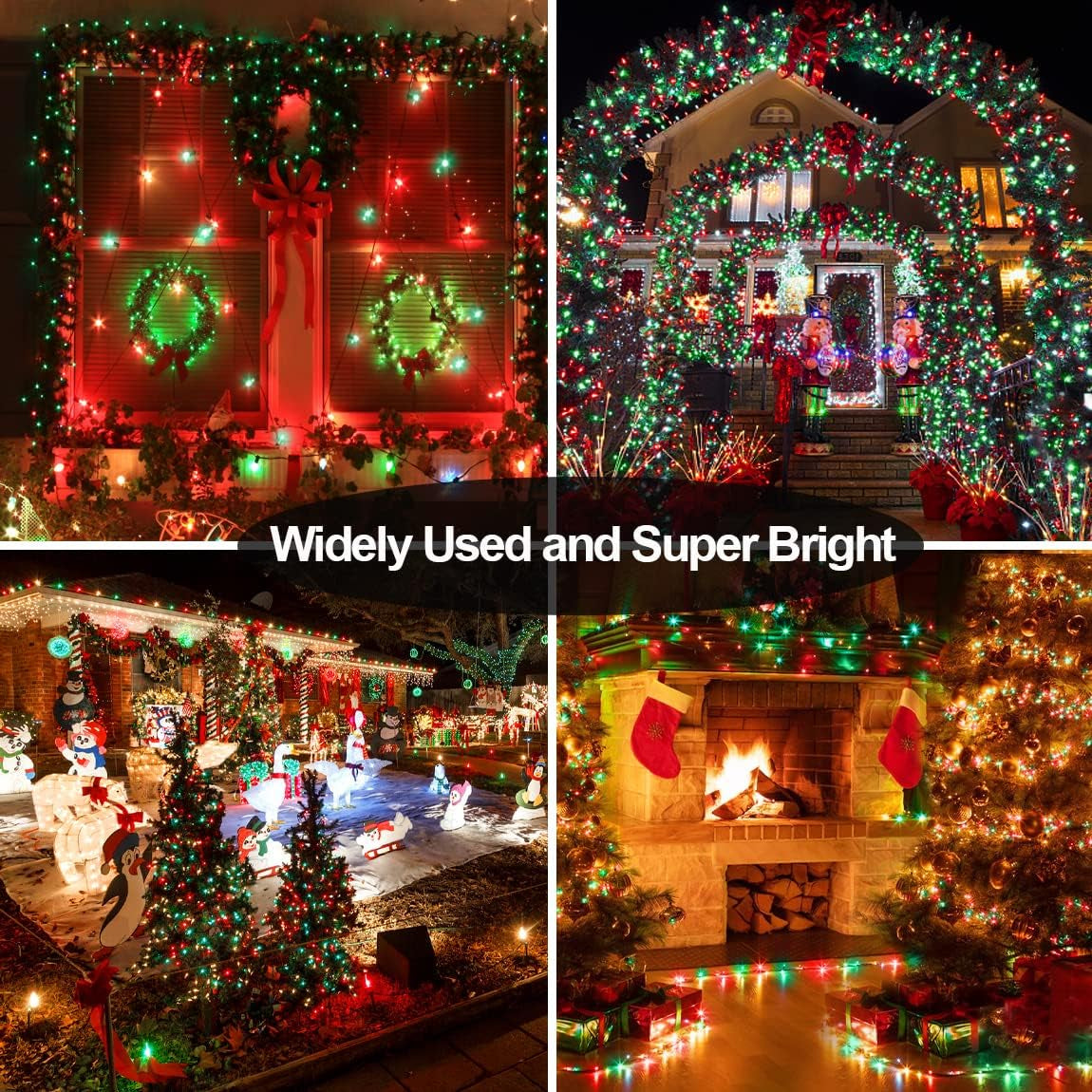 403 FT 1000 LED String Lights Outdoor Fairy Lights Plug in Super Long Christmas Lights with Remote Timer 8 Modes for Xmas Tree Yard outside Garden House Party Wedding Decoration-Red+Green