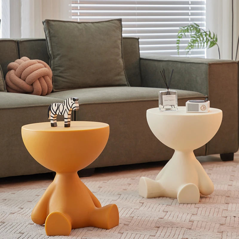 INS Cream Wind Coffee Table Nordic Plastic Sofa Side Tables Bedroom Bedside Tables Living Room Furniture round Small Low Stool