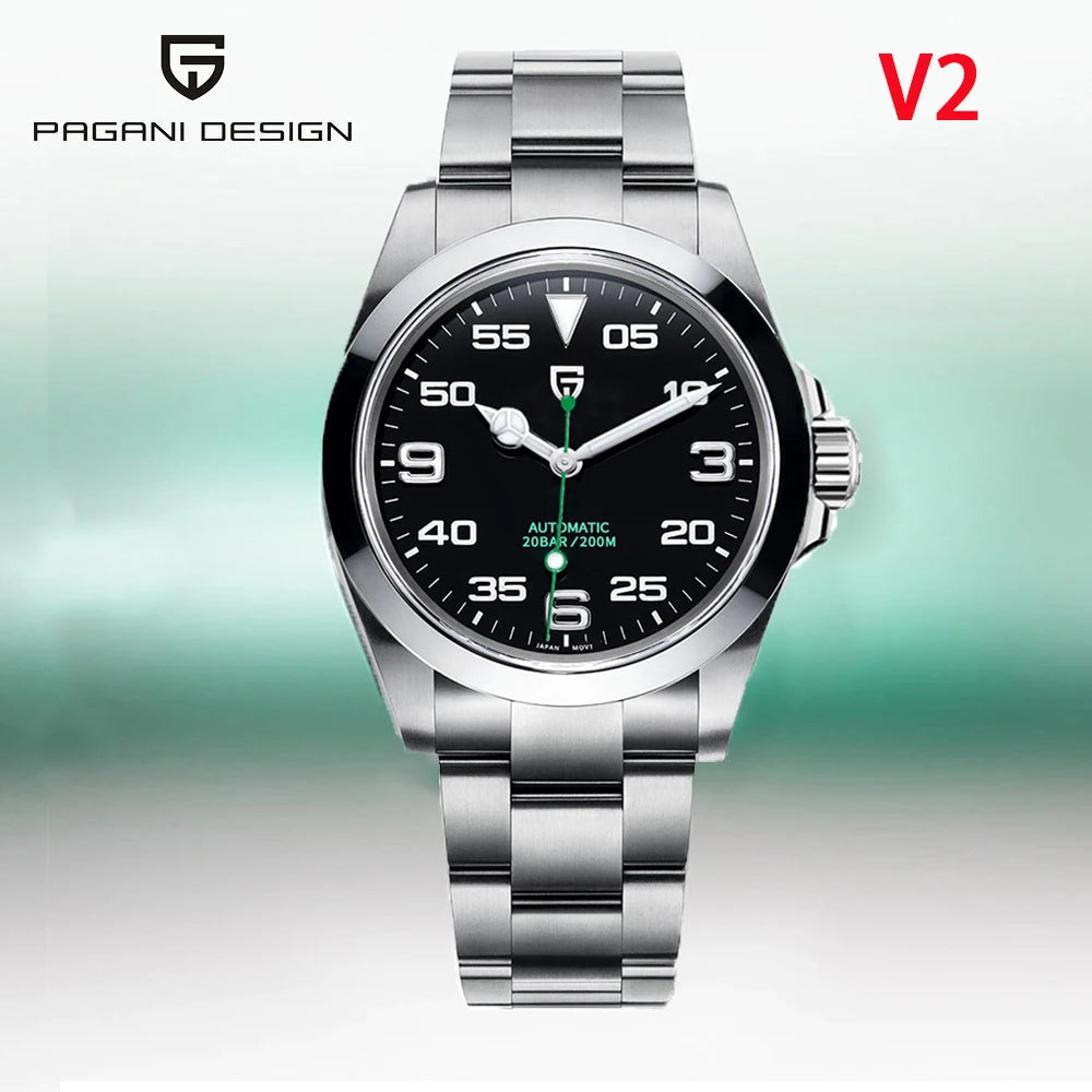 PD-1692V2 Men'S Automatic Watch 40MM Stainless Steel Mechanical Watch Sapphire AR Coating 200M Waterproof Watch