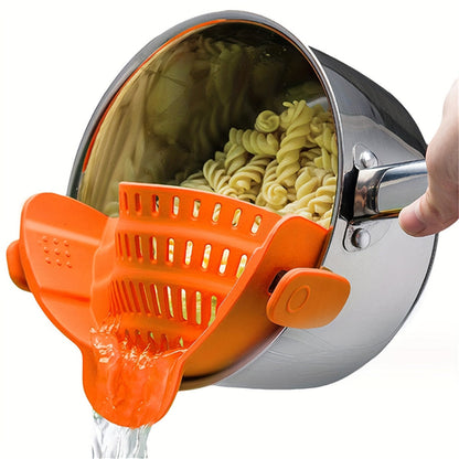 Versatile ClipOn Plastic Strainer for Kitchen Pots