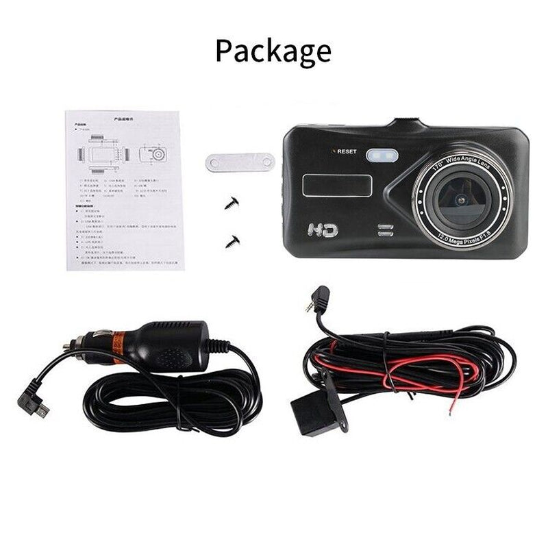 HD 1080P Front and Rear Car Dash Camera with Night Vision and 32GB SD Memory Card