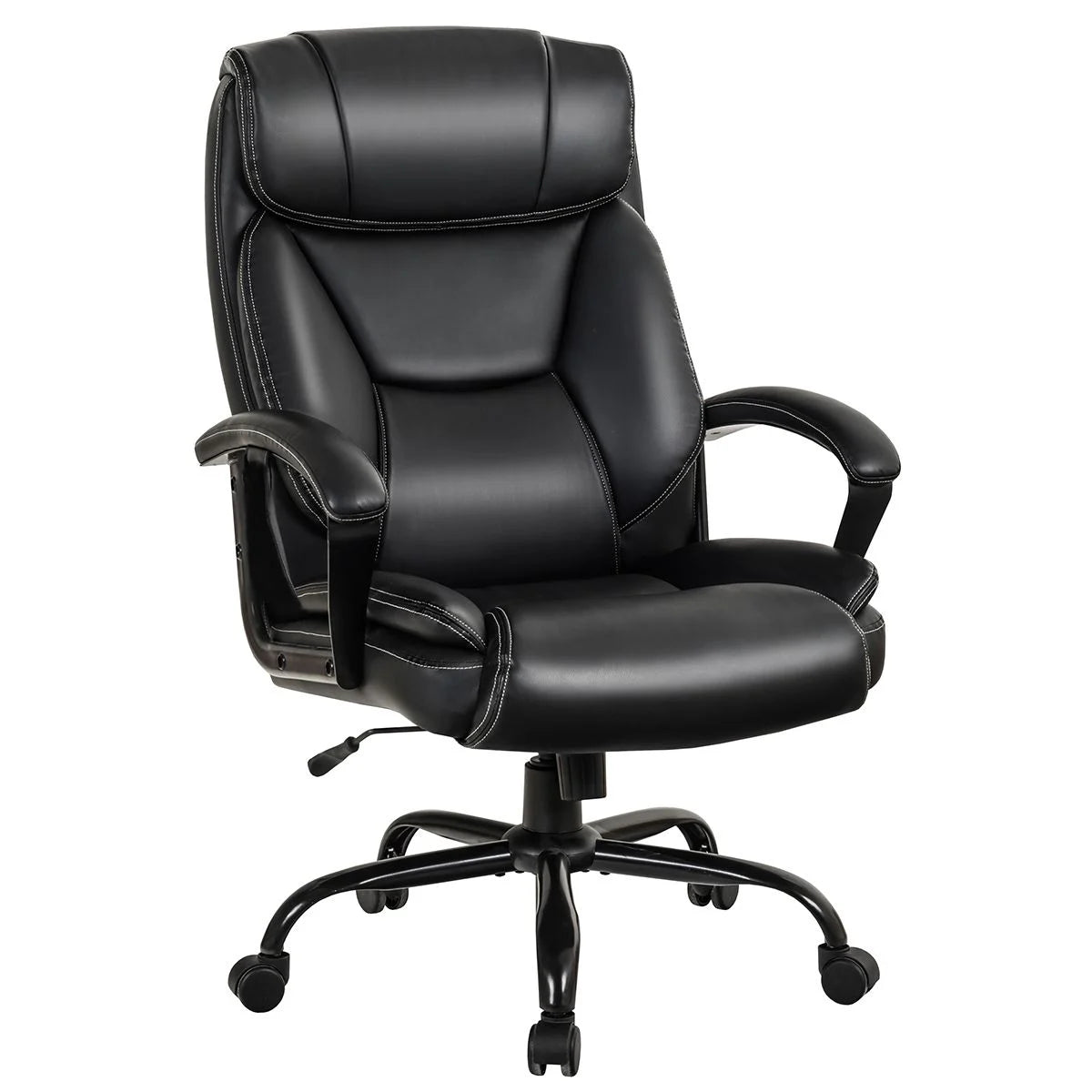 Height Adjustable Executive Leather Office Chair with Rocking Backrest