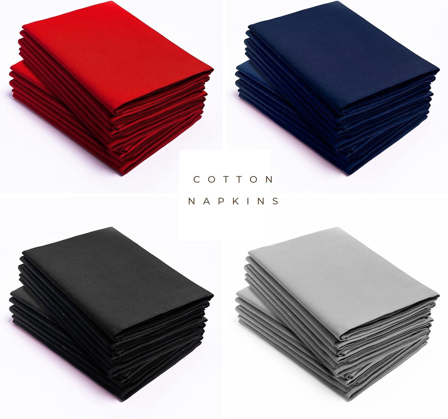 Cotton Cloth Napkins Set of 12-100% Cotton 46 X 46 Cm Reusable Christmas Red Dinner Napkins - Heavy Weight Hotel Quality Pure Cotton Fabric - Ideal for Xmas Dinner & Events (Red, Cotton)