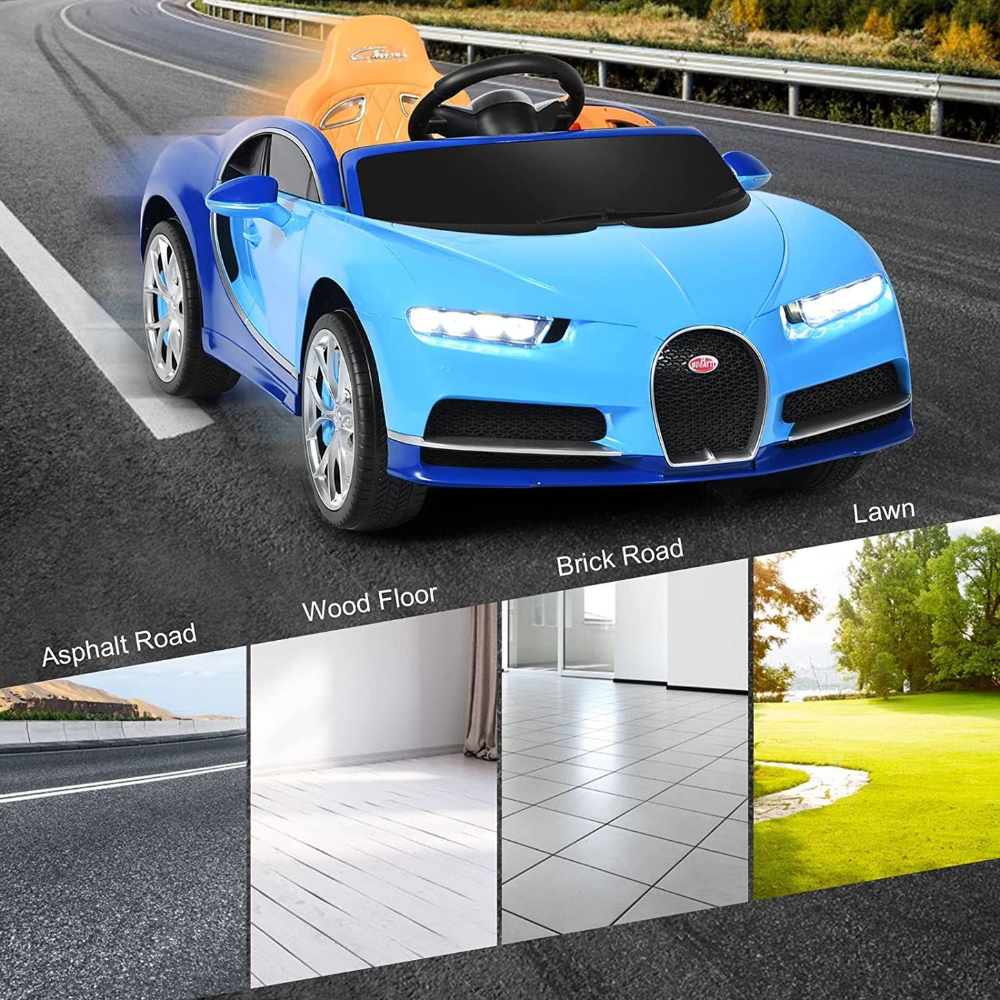 Exciting 12V Licensed Bugatti Battery-Powered Ride-On Car with Remote Control for Kids