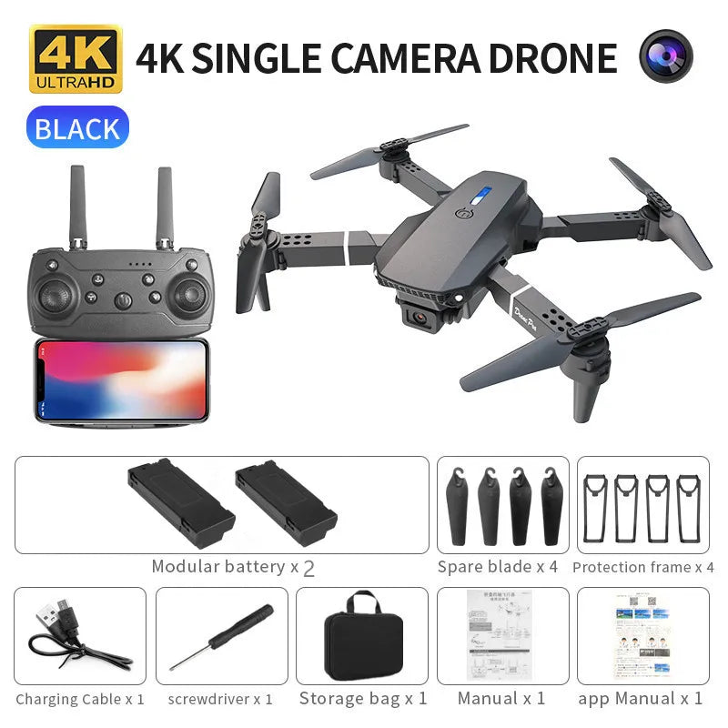 Professional E88 Drone: 4K UHD Camera, WiFi FPV, Altitude Hold & Portable Foldable Design for Aerial Excellence