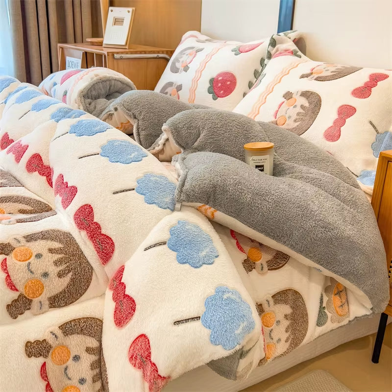 Lamb Fleece Blanket Winter Super Warm Quilt Autumn Spring Bedding Milk Fleece Comforter 5Kg Thickened Dormitory Single Double