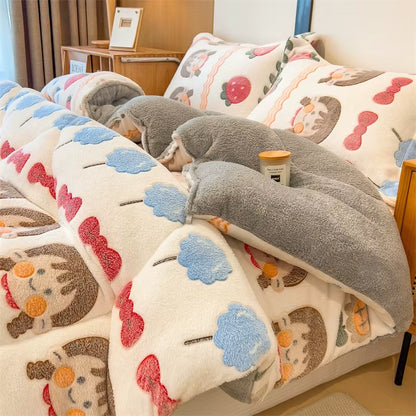 Lamb Fleece Blanket Winter Super Warm Quilt Autumn Spring Bedding Milk Fleece Comforter 5Kg Thickened Dormitory Single Double