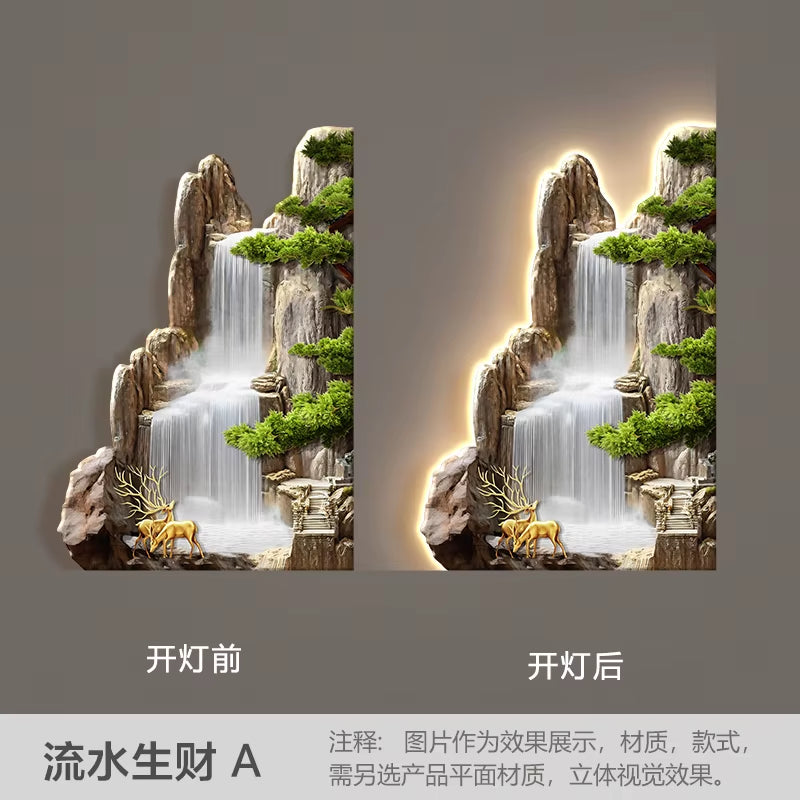 Welcome Guests to the Living Room Decoration Painting, Pine Sofa Background, Wall Mounted Painting, Deer Corner Lamp Mural