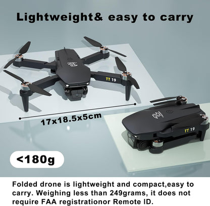 TT19 Drone with Camera for Beginners Obstacle Avoidance RC Drones for Adults Brushless Motor Foldable Mini Quadcopter 3D Flips Altitude Hold with Propeller Guards