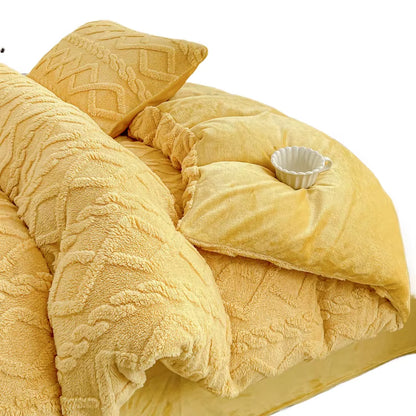 1Pcs 2025 New Tower Hibiscus Milk Fleece Quilt Cover Autumn and Winter Thickened Warm Solid Color Quilt Cover, No Pillowcase