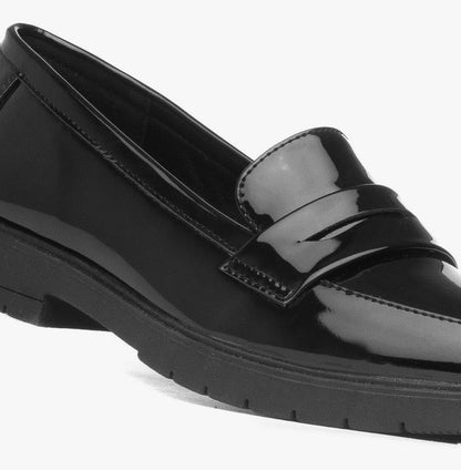 Lilley Women’s Black Patent Slip-On Loafer Shoes