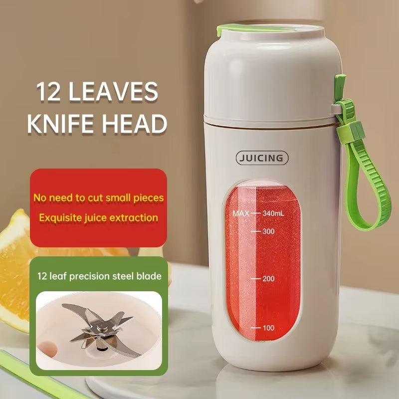 Portable Multi-Function USB Wireless Juicer 12-Blade Head Fast Juice Extraction 2600Mah Capacity Indoor and Outdoor Mixing Cup