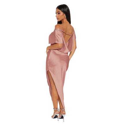 Serene Escape Satin Midi Dress Mauve