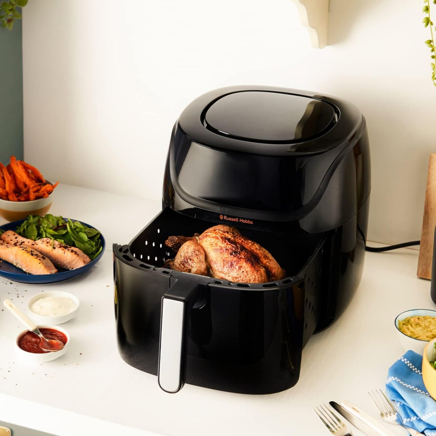 XXL Family Rapid Digital Air Fryer 8L [Compact Housing |7 Cooking Functions |10 Programmes] Energy Saving, Max 220°C, Use without Oil, Grill, Bake, Roast, Reheat, Frozen Etc. 27170