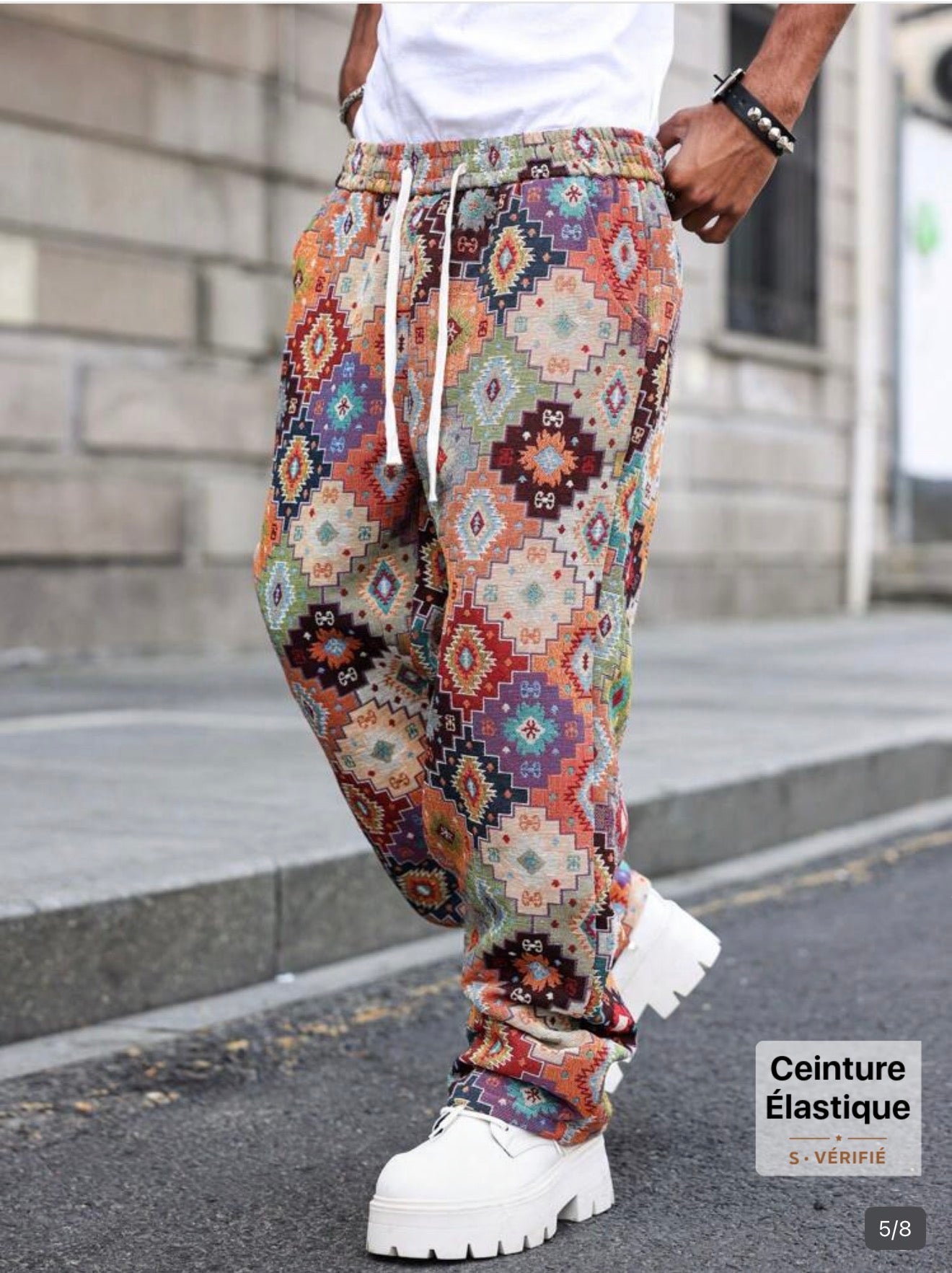 Manfinity Roghcode Men’s Retro Floral Wide Leg Pants