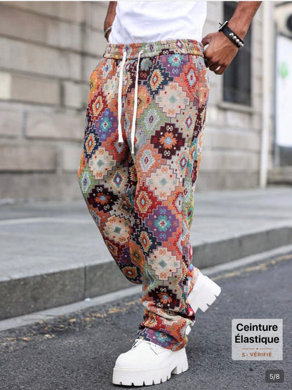 Manfinity Roghcode Men’s Retro Floral Wide Leg Pants