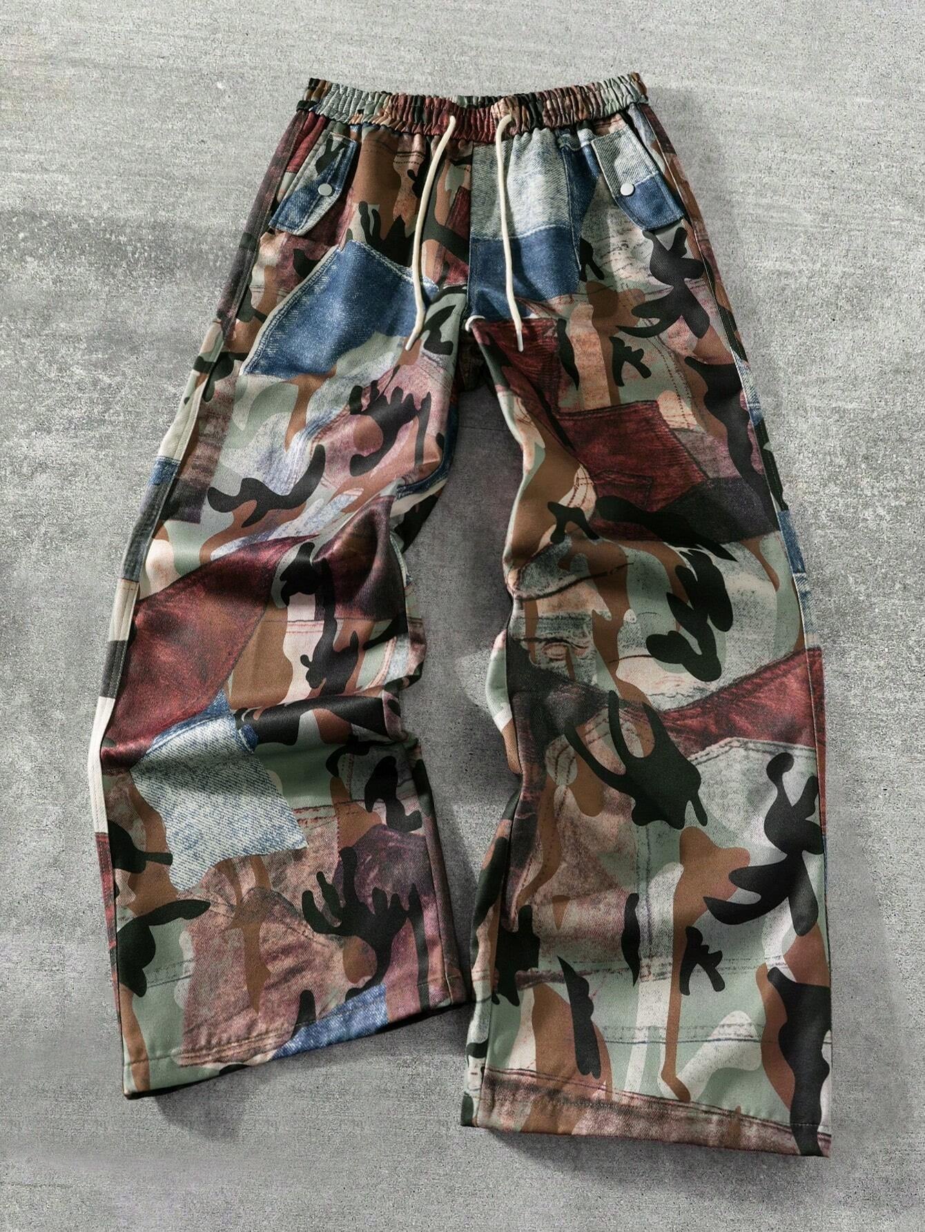 Manfinity EMRG Men'S Casual Camouflage Printed Drawstring Waist Pants