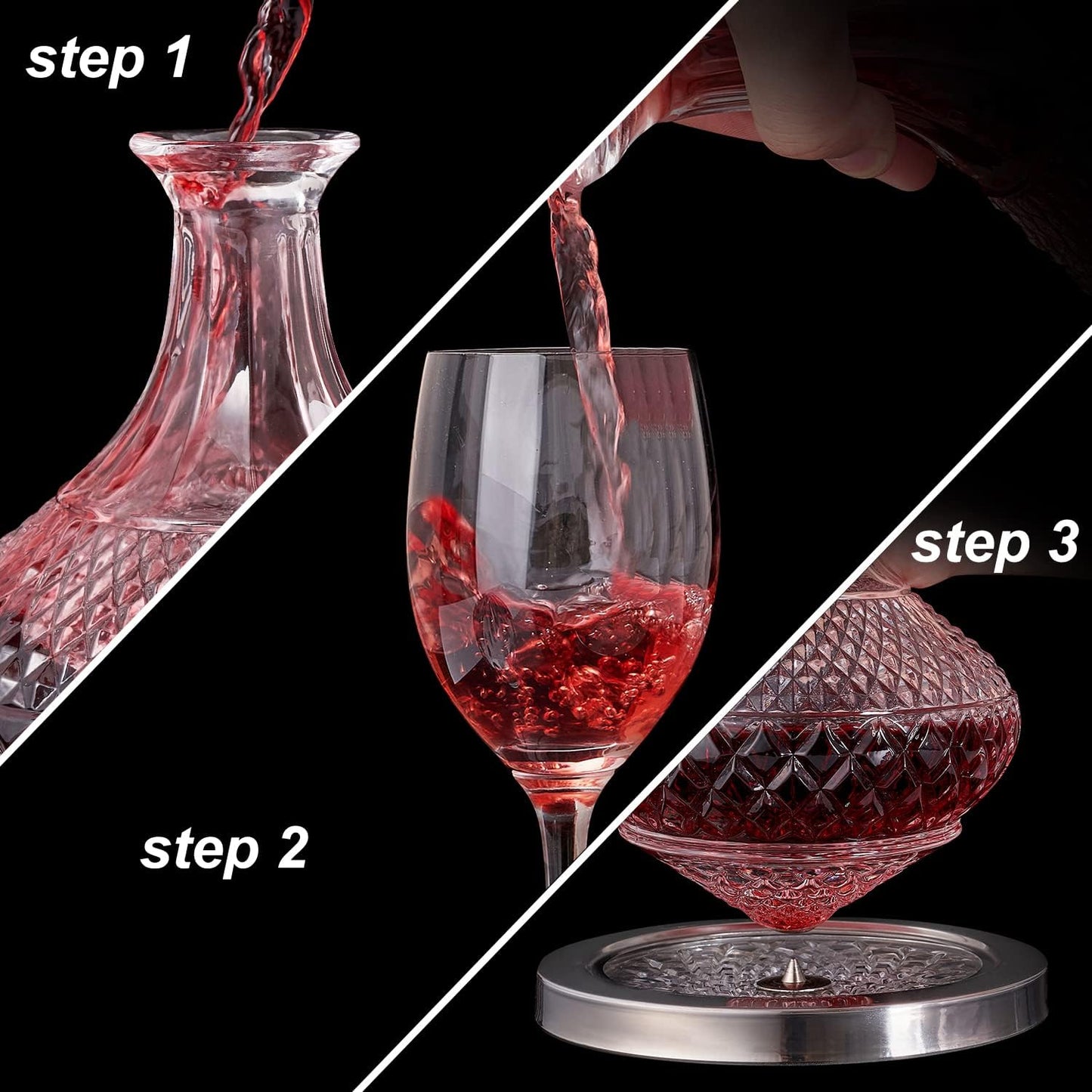 Spinning Wine Decanter with Lid, Unique Crystal Glass Wine Decanter +Luxury Gift Box, Decanter for Wine,Men/Women'S Good Gift on Special Day -55 Oz