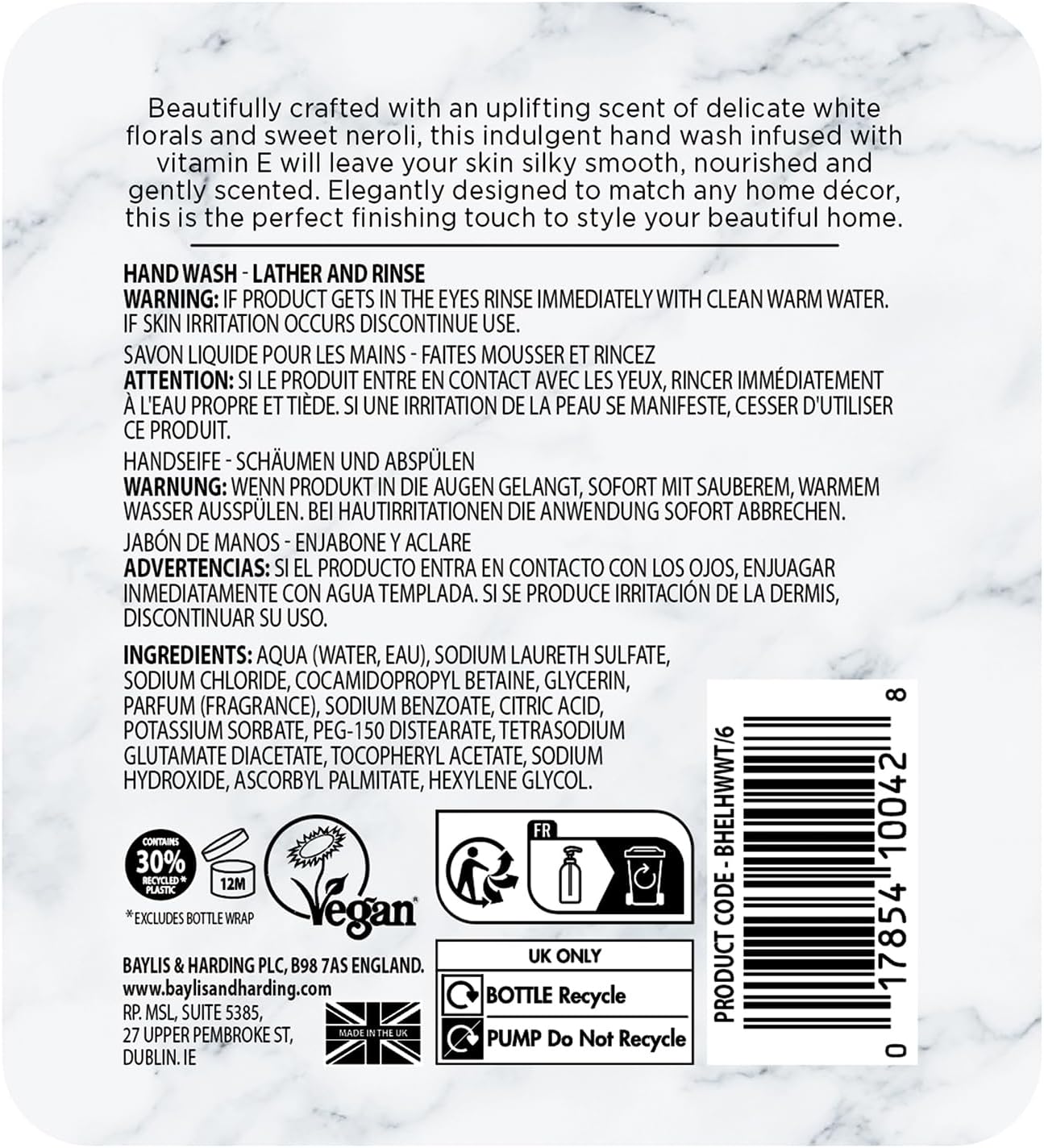 Elements White Tea & Neroli Hand Wash, 500 Ml (Pack of 3) - Vegan Friendly