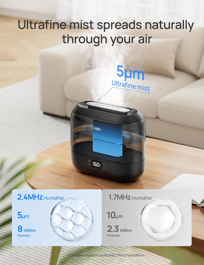 Smart Humidifier for Bedroom, 4L Cool Mist Humidifier for Home Baby, Humidity Sensor, Auto Mode, 32H Last, Oil Diffuser, 28Db Quiet Ultrasonic Humidifiers for Large Room Indoor, Works with Alexa