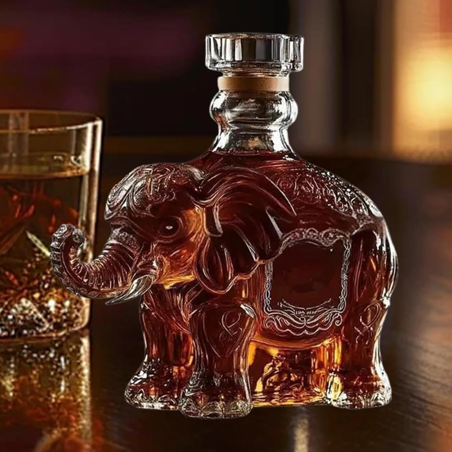 Animal Whiskey Decanter Men Dad Husband Gift, Glass, Unique Creative Transparent Wine Decanter Wine Bottle for Bar Hotel, Elephant