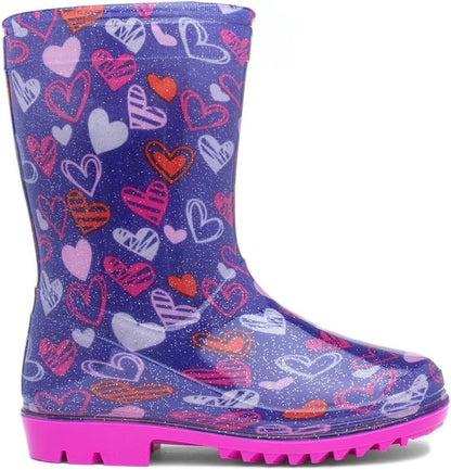 - Sunny Girls Purple Love Hearts Welly
