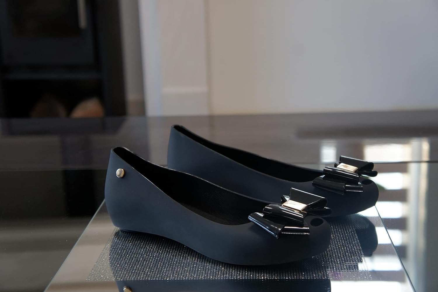 Womens Jelly Ballet Shoes, Bow Details Slip-On Flats, Comfy Ladies Casual Wear Every-Day Closed Toe Ballerina Pumps