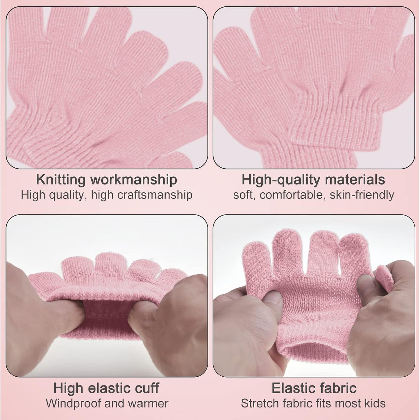 Kids Winter Beanie Hat Scarf Gloves Set 3 In1, 3Pcs Knit Warm Toddler Winter Cap Gloves Neck Warmer for Boys Girls 1-6 Year, Winter Accessories Sets for Children Outdoor Sports