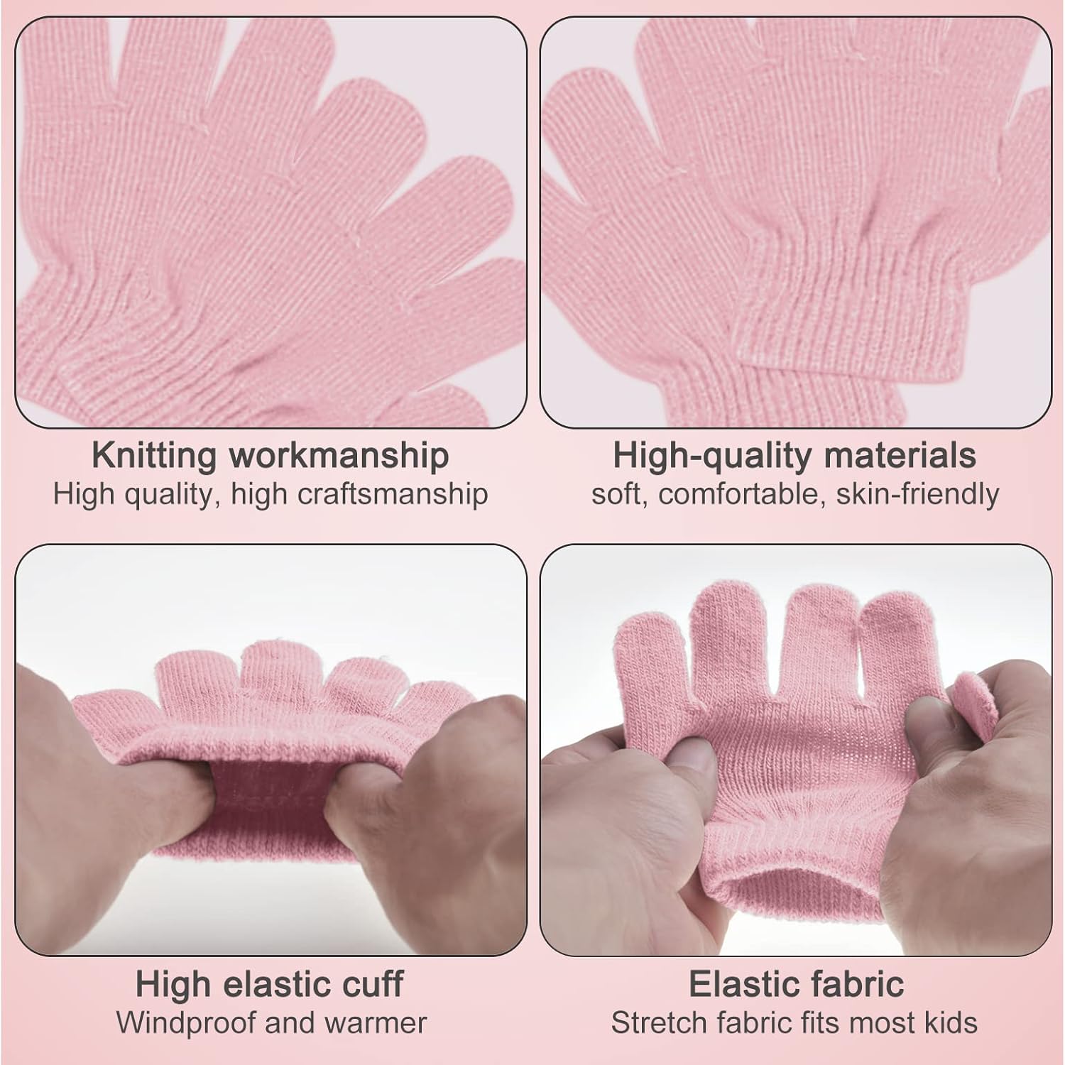 Kids Winter Beanie Hat Scarf Gloves Set 3 In1, 3Pcs Knit Warm Toddler Winter Cap Gloves Neck Warmer for Boys Girls 1-6 Year, Winter Accessories Sets for Children Outdoor Sports
