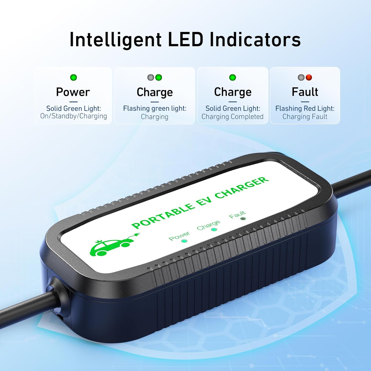 EV Charger Cable Type 2 to 3 Pin Plug 8M, 10A 3 Pin EV Charger Electric Car Charger, 2.3Kw Type 2 Charging Cable 3 Pin IP67/IP54 with LED Indicators&Bag, for Type 2 Evs&Phevs