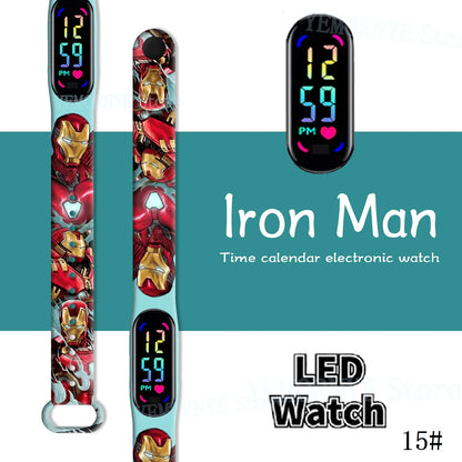 Disney Spider Man Children'S Cartoon Anime Character Luminous Bracelet Watch LED Touch Waterproof Clock Sports Gifts Christmas H