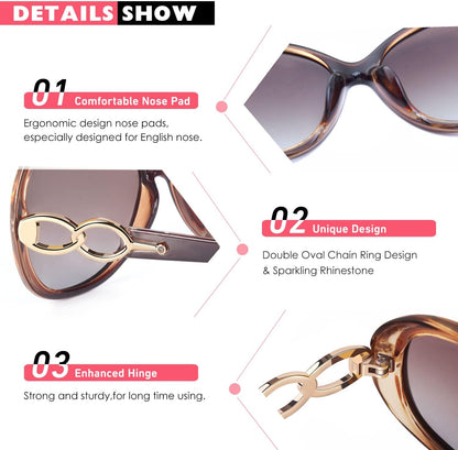 Polarized Retro Oversized Sunglasses for Women with UV400 Protection