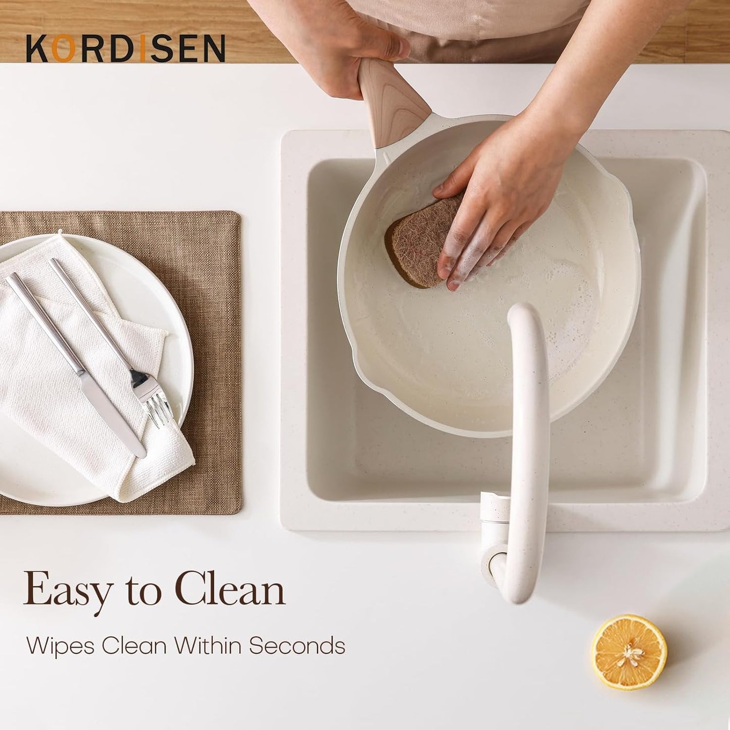 Kordisen Nonstick Frying Pan Skillet, 28 Cm Induction Ceramic Pan, Healthy and Non-Toxic, PFOA & PFAS Free
