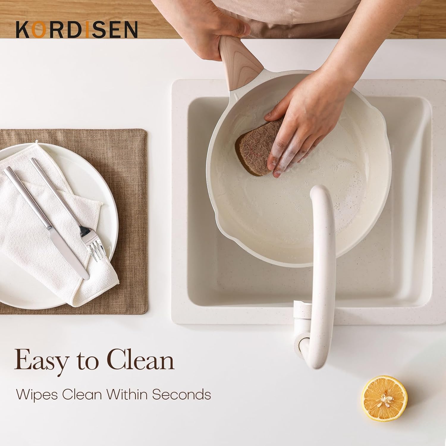Kordisen Nonstick Frying Pan Skillet, 28 Cm Induction Ceramic Pan, Healthy and Non-Toxic, PFOA & PFAS Free